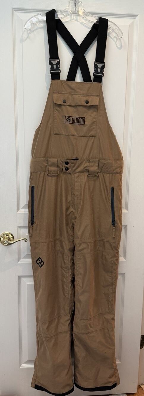 Bloom Outerwear Ski Snowboard Bib Pants Mens L Brown 15K Seam Sealed Snow $249